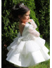 Ivory Glitter Lace Satin V Back Dream Flower Girl Dress